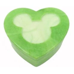 Disney Trinket Box - Handcarved Alabaster Heart W/ Mickey Icon - Green