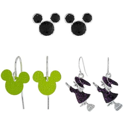 Disney Mickey Earrings - Black Mickey Icons, Mirrored Icons & Witches 3 Disney Mickey Earrings - Black Mickey Icons, Mirrored Icons & Witches