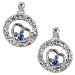 Disney Arribas Earrings - Swarovski Blue Mickey Mouse With Heart