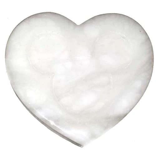 Disney Trinket Box - Handcarved Alabaster Heart W/ Mickey Icon - White 3 Disney Trinket Box - Handcarved Alabaster Heart W/ Mickey Icon - White
