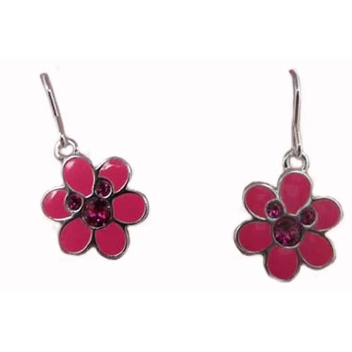 Disney Earrings - Happy Holidays - Pink Flower With Mickey Icon 4 Disney Earrings - Happy Holidays - Pink Flower With Mickey Icon - Image 2