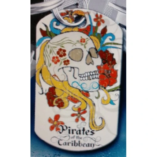 Disney Engraved ID Tag - Pirate Of Caribbean Skull 3 Disney Engraved ID Tag - Pirate Of Caribbean Skull