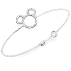 Disney Crislu Bracelet - Mickey Icon Silhouette Bangle - Platinum