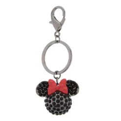 Disney Keychain - Minnie Mouse Icon - Black With Crystals