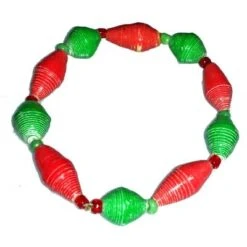 Disney EPCOT Recycled Paper Bracelet - Red & Green - Small Fat Beads