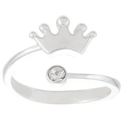 Disney Ring - Adjustable Crown Silver With Crystal Accent