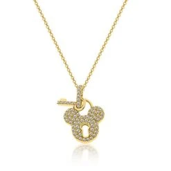 Disney Necklace - Mickey Mouse Icon Golden Lock And Key