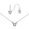 Disney Necklace And Earring Set - Crystal Mickey Icon - Silver