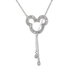 Disney Rebecca Hook Necklace - Mickey Jeweled Icon - Silver