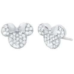 Disney Crislu Earrings - Minnie Icon Studs - Platinum