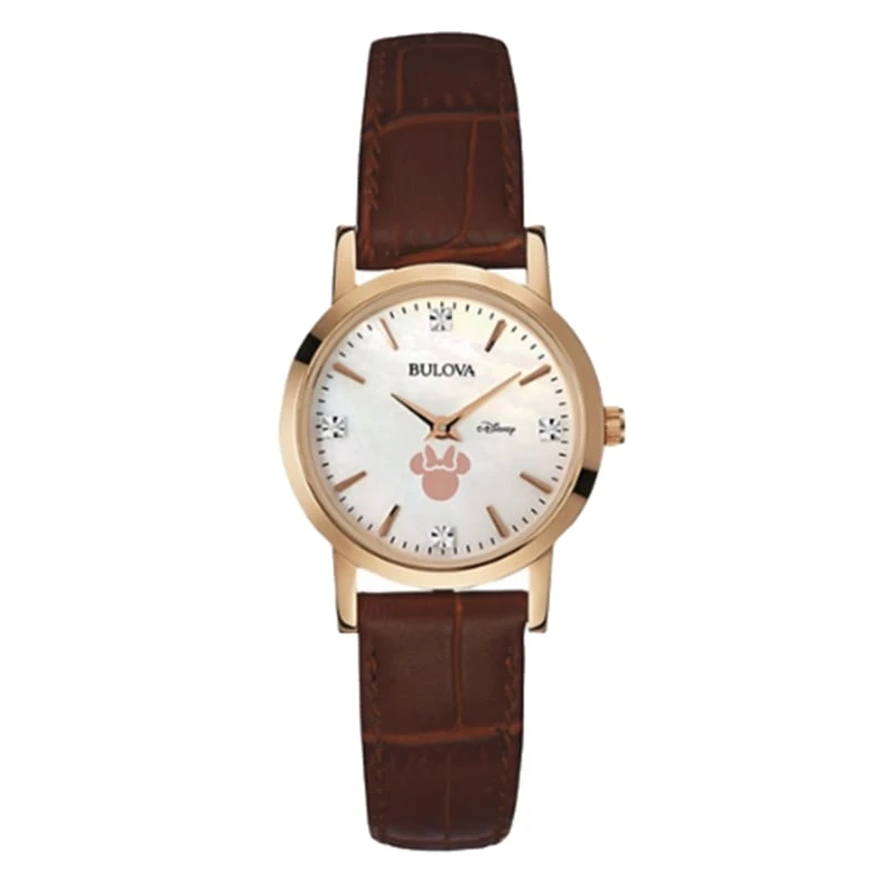 Disney Wrist Watch - Leather Band Rose Gold Minnie Icon By Bulova 3 Disney Wrist Watch - Leather Band Rose Gold Minnie Icon By Bulova