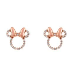 Disney Rebecca Hook Earrings - Minnie Icon Studs - Rose Gold Bow