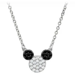 Disney Crislu Necklace - Mickey Icon 2 Tone - Platinum