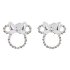 Disney Rebecca Hook Earrings - Minnie Icon Studs - Silver Bow