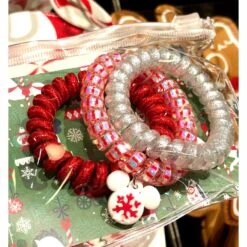 Disney Stretchy Spiral Coil Bracelet Set - Mickey Icon Holiday