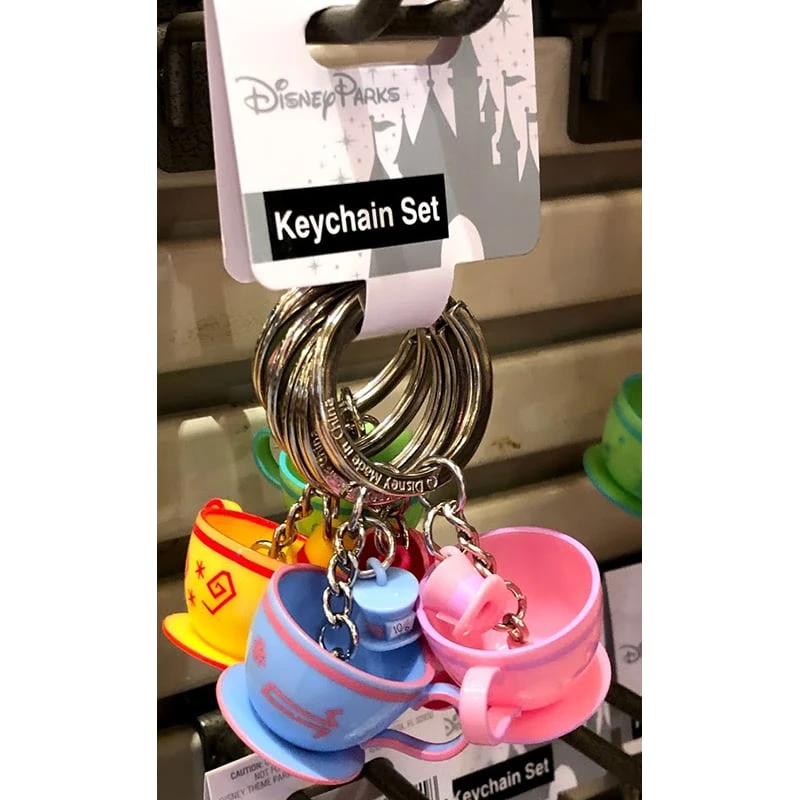 Disney Keychain Keyring Set - Alice In Wonderland Teacups Ride 3 Disney Keychain Keyring Set - Alice In Wonderland Teacups Ride