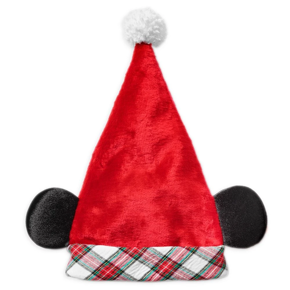 Disney Santa Hat W/ Mouse Ears - Mickey Mouse Holiday Plaid 3 Disney Santa Hat W/ Mouse Ears - Mickey Mouse Holiday Plaid