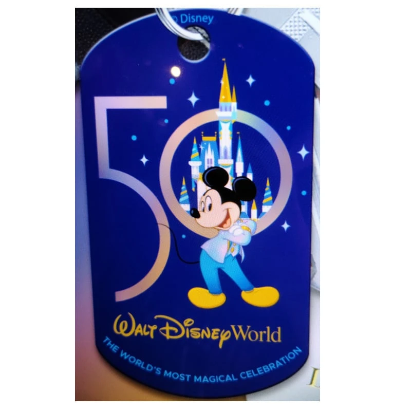 Disney Engraved ID Tag - Disney World 50th Anniversary Mickey 3 Disney Engraved ID Tag - Disney World 50th Anniversary Mickey