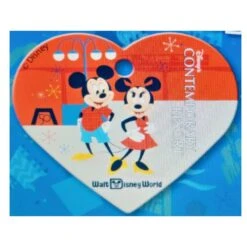 Disney Engraved ID Tag - Disney World 50th Anniversary - Contemporary Resort Mickey Minnie - Heart