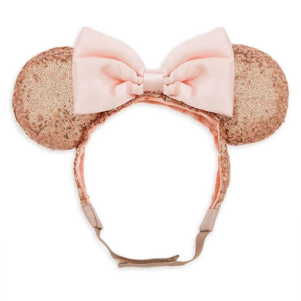 Disney Ear Headband With Strap - Minnie Mouse Sequin - Rose Gold & Pink 3 Disney Ear Headband With Strap - Minnie Mouse Sequin - Rose Gold & Pink