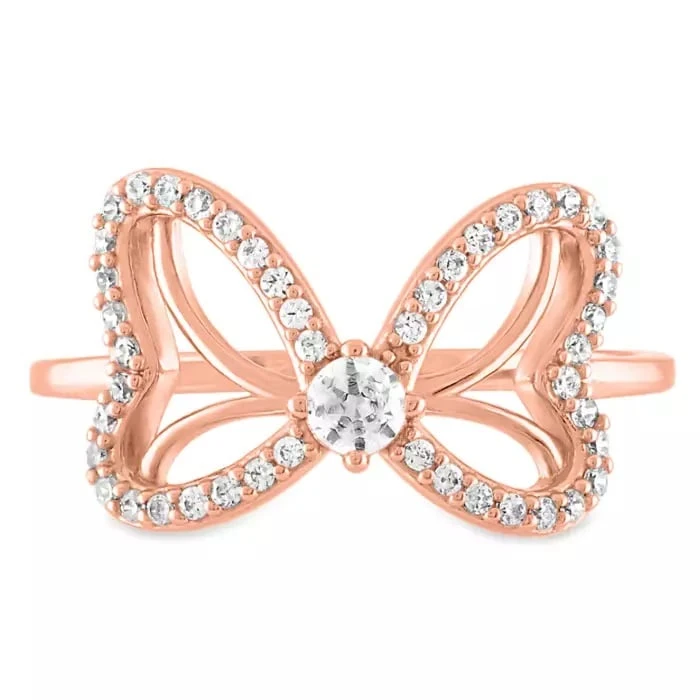 Disney Rose Gold Ring By Rebecca Hook - Minnie Mouse Bow 3 Disney Rose Gold Ring By Rebecca Hook - Minnie Mouse Bow