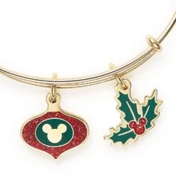 Disney Alex And Ani Bracelet - 2022 Christmas Mickey Ornament And Holly